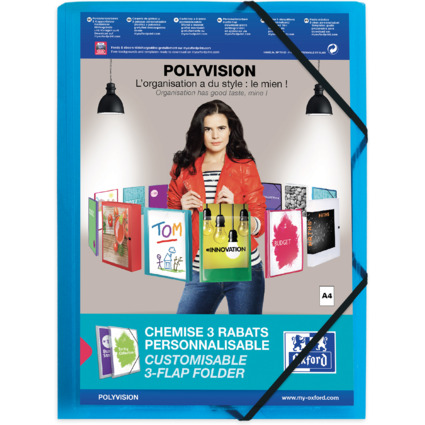 Oxford Eckspannermappe POLYVISION, DIN A4-Sichttasche, blau