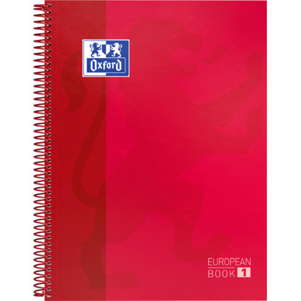 Oxford Collegeblock European Book 1, DIN A4+, kariert, rot