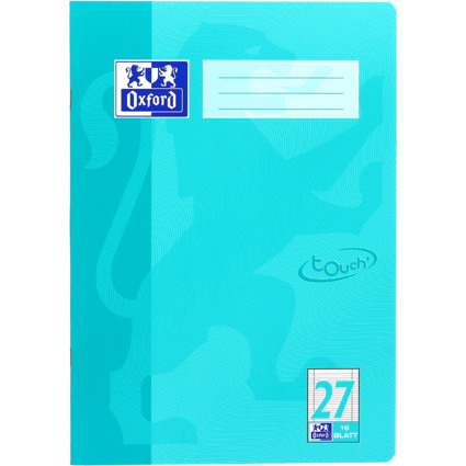 Oxford Schulheft "Touch", DIN A4, Lineatur 27, aqua