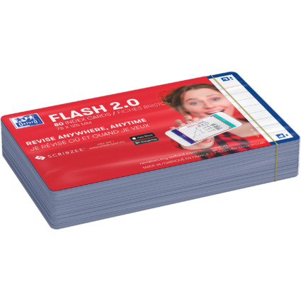 Oxford Karteikarten "Flash 2.0", 75 x 125 mm, liniert, blau