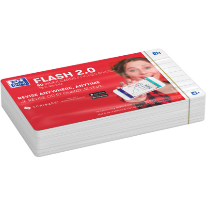 Oxford Karteikarten "Flash 2.0", 75 x 125 mm, liniert, wei