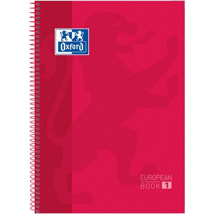 Oxford Collegeblock European Book 1, DIN A4+, kariert, rot