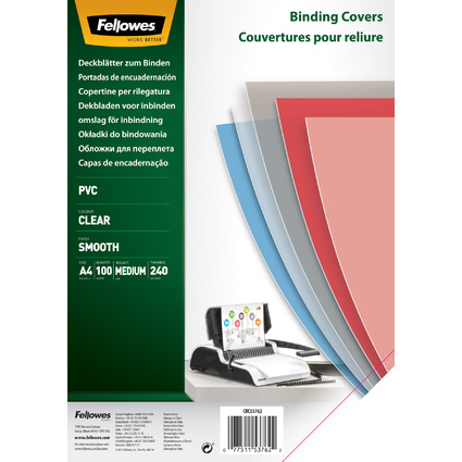 Fellowes Deckblatt, DIN A4, PVC, transparent, 0,24 mm