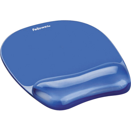 Fellowes Handgelenkauflage Crystals Gel mit Maus Pad, blau