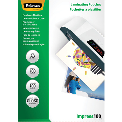 Fellowes Laminierfolientasche, DIN A3, glnzend, 200 mic