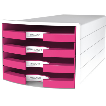 HAN Schubladenbox IMPULS 2.0, 4 offene Schübe, weiß/pink