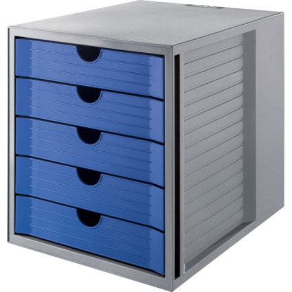 HAN Schubladenbox SYSTEMBOX KARMA, 5 Schübe, grau/blau