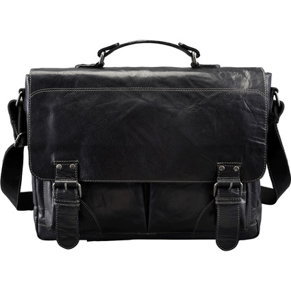 PRIDE&SOUL Umhngetasche "Business Bag L", Leder, schwarz