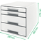 LEITZ Schubladenbox WOW CUBE, 4 Schübe, perlweiß/grau