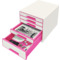 LEITZ Schubladenbox WOW CUBE, 5 Schbe, perlwei/pink