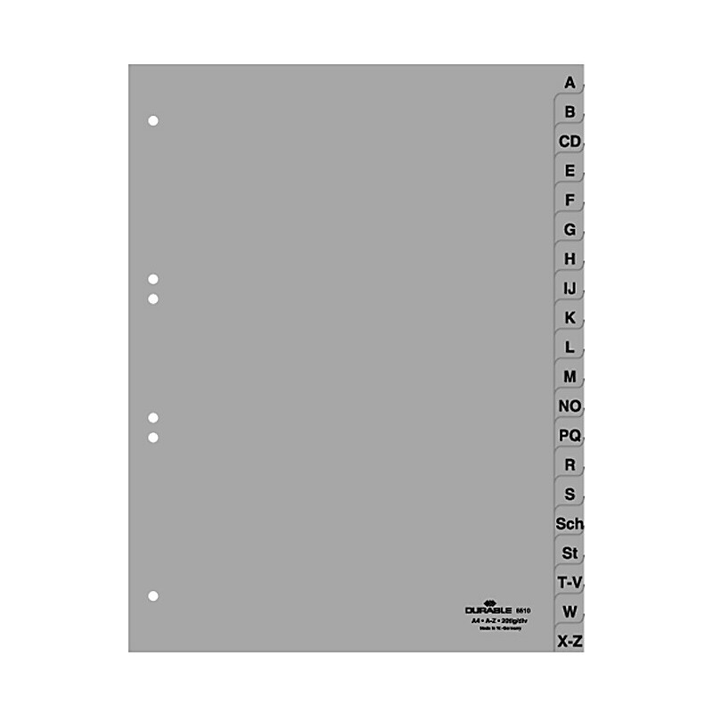 DURABLE 6513 Kunststoff-Register A4 A-Z grau 20-teilig