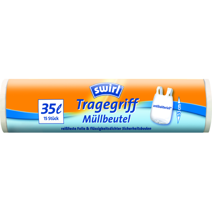 swirl Mlleimerbeutel, mit Tragegriff, wei, 35 Liter