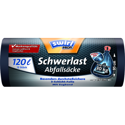 swirl Profi Schwerlast-Abfallsack, schwarz, 120 Liter