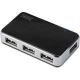 DIGITUS usb 2.0 mini Hub, 4-Port, silber, inkl. Netzteil