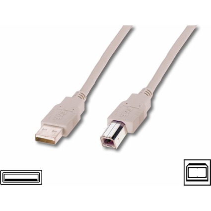 DIGITUS USB 2.0 Anschlusskabel, USB-A - USB-B Stecker, 1,8 m