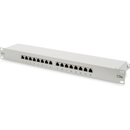 DIGITUS 19" Patch Panel Kat.5e, Klasse D, 16 x RJ45, 1 HE