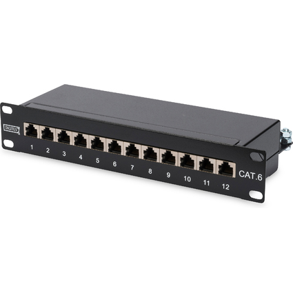 DIGITUS 10" Patch Panel Kat.6, Klasse E, 12 x RJ45, 1 HE