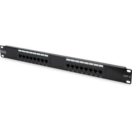 DIGITUS 19" Patch Panel Kat.6, Klasse E, 16 x RJ45, 1 HE