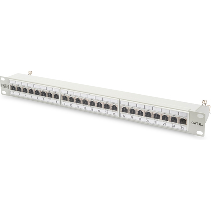 DIGITUS 19" Patch Panel Kat.6A (tief), 24 x RJ45, 1 HE