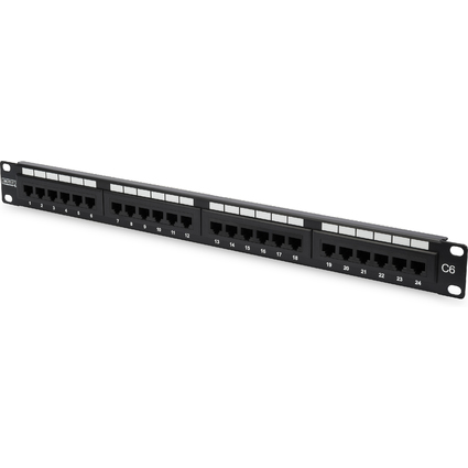 DIGITUS 19" Patch Panel Kat.6, Klasse E, 24 x RJ45, 1 HE