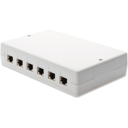 DIGITUS Aufputzbox für Keystone Module, 6 x RJ45, reinweiß