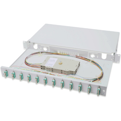 DIGITUS 19" Glasfaser LWL Spleißbox, OM3, bestückt, 12 x SC