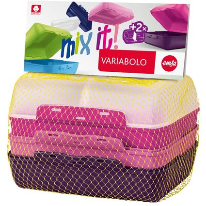 emsa Brotdose VARIABOLO Clipbox Set Girls, 4-teilig, farbig