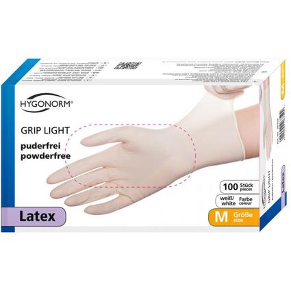 HYGONORM Latex-Handschuh "GRIP LIGHT", M, wei, puderfrei