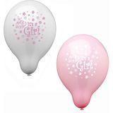 PAPSTAR luftballons "It's a Girl", rosa/wei sortiert