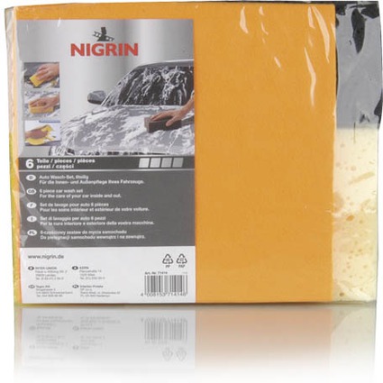 NIGRIN Auto Wasch-Set, 6-teilig, fr Innen- und Auen