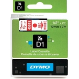 DYMO d1 Schriftbandkassette rot/weiß, 12 mm x 7 m