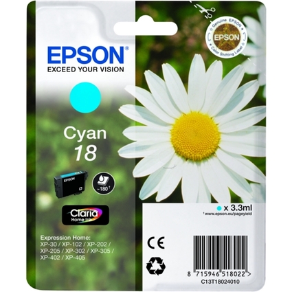 EPSON Tinte T1802 fr EPSON Expression Home XP, cyan
