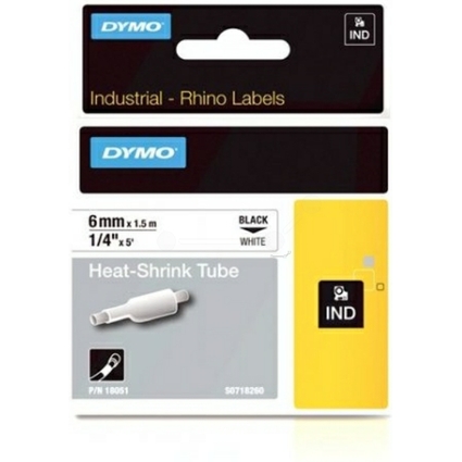 DYMO RHINO Heischrumpfschlauch schwarz/wei, 6 mm x 1,5 m
