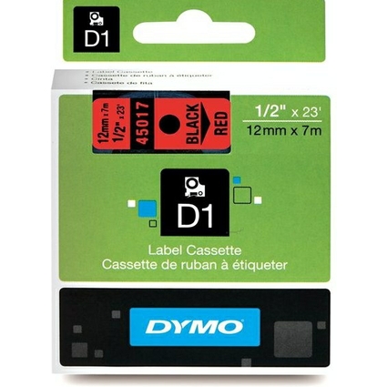 DYMO D1 Schriftbandkassette schwarz/rot, 12 mm x 7 m