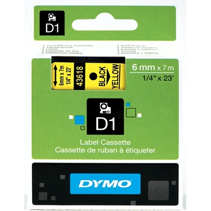 DYMO D1 Schriftbandkassette schwarz/gelb, 6 mm x 7 m