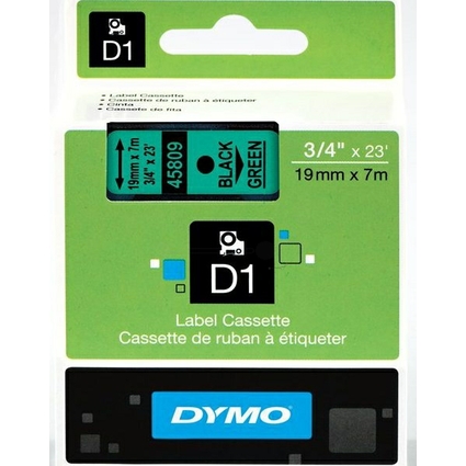 DYMO D1 Schriftbandkassette schwarz/grn, 19 mm x 7 m