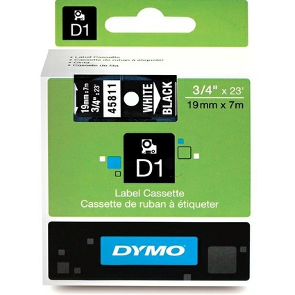 DYMO D1 Schriftbandkassette weiß/schwarz, 19 mm x 7 m