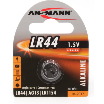 ANSMANN Alkaline Knopfzelle "LR44", 1,5 Volt (V13GA)