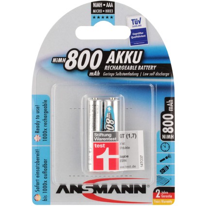 ANSMANN NiMH Akku maxE, Micro (AAA) 800 mAh, 2er Blister