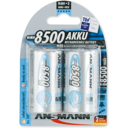 ANSMANN NiMH Akku maxE, Mono (D) 8.500 mAh, 2er Blister