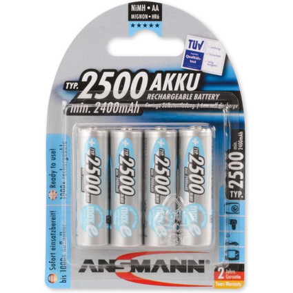 ANSMANN NiMH Akku maxE+, Mignon (AA) 2.500 mAh, 4er Blister