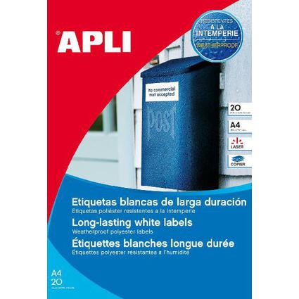 APLI Wetterfeste Folien-Etiketten, 210 x 297 mm, weiß