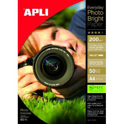 APLI Foto-Papier bright, DIN A4, 200 g/qm, hochglnzend