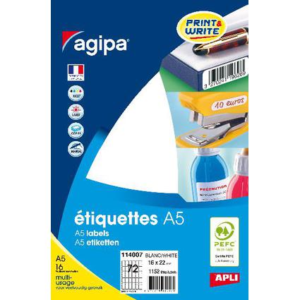 agipa Universal-Etiketten, 16 x 22 mm, wei