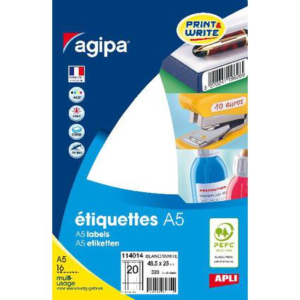 agipa Universal-Etiketten, 25 x 48,5 mm, wei