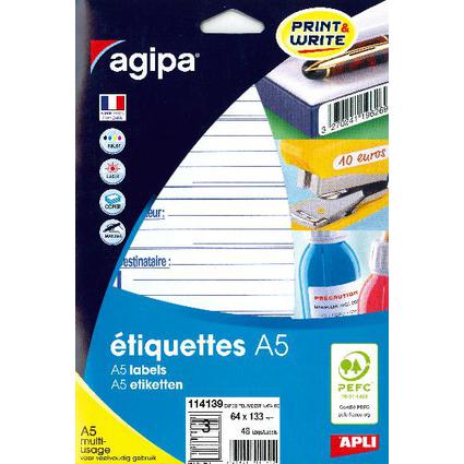 agipa Etiquettes "expditeur/destinataire", 64 x 133 mm