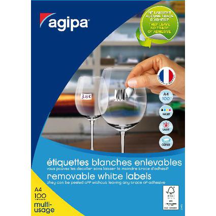 agipa Universal-Etiketten, 48,5 x 25,4 mm, weiß, rechteckig