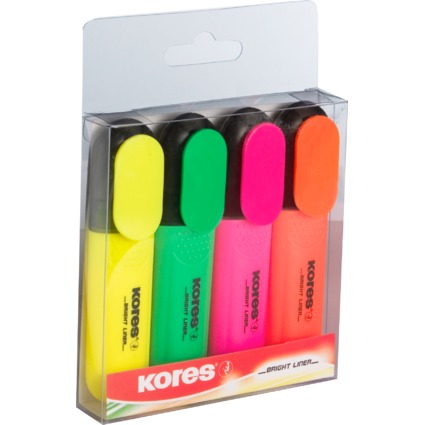 Kores Textmarker "BRIGHT LINER", 4er Etui