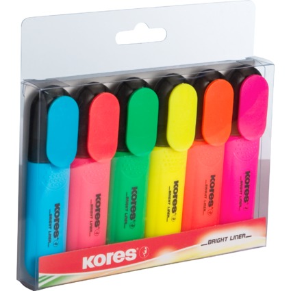 Kores Textmarker "BRIGHT LINER", 6er Etui