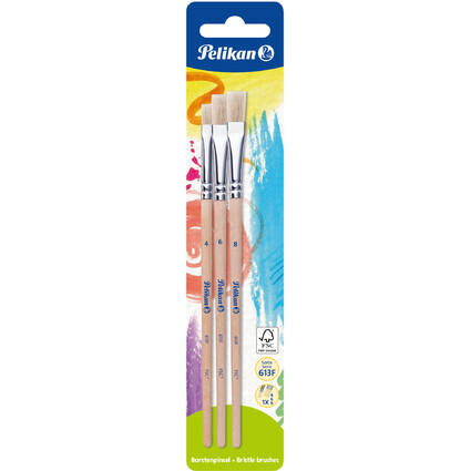 Pelikan Borstenpinsel-Set 613 F, 3-teilig, sortiert